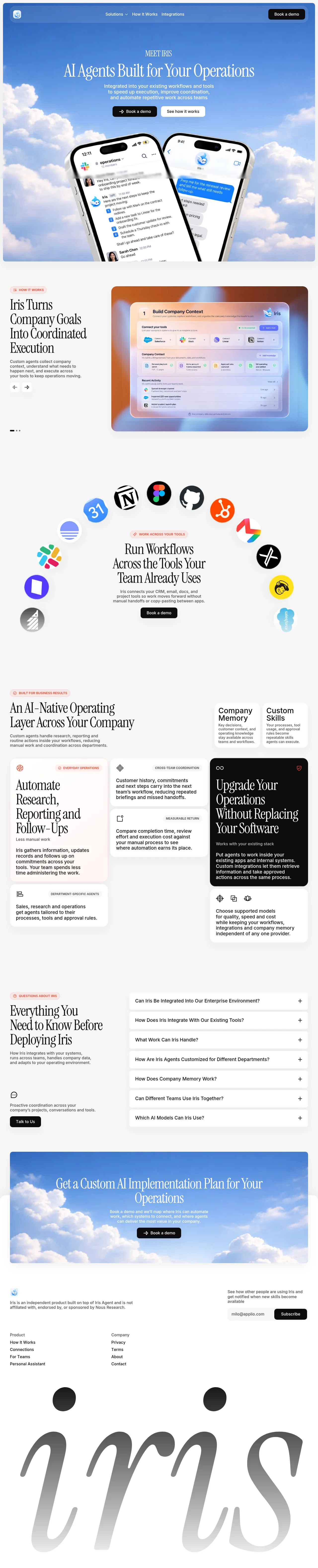Iris · Landing page · Editorial · Bento · Minimal screenshot
