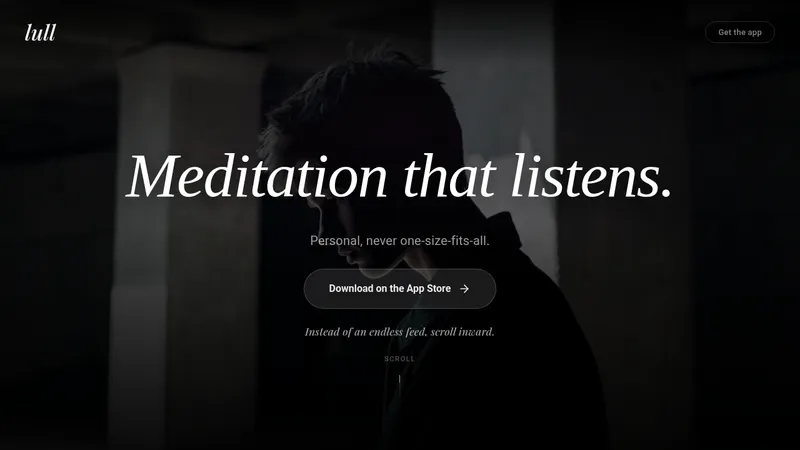 Lull · Landing page · Dark · Minimal · Editorial screenshot