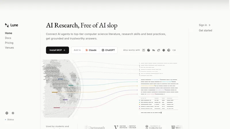 Lune · Landing page · Editorial · Minimal · Monochrome screenshot