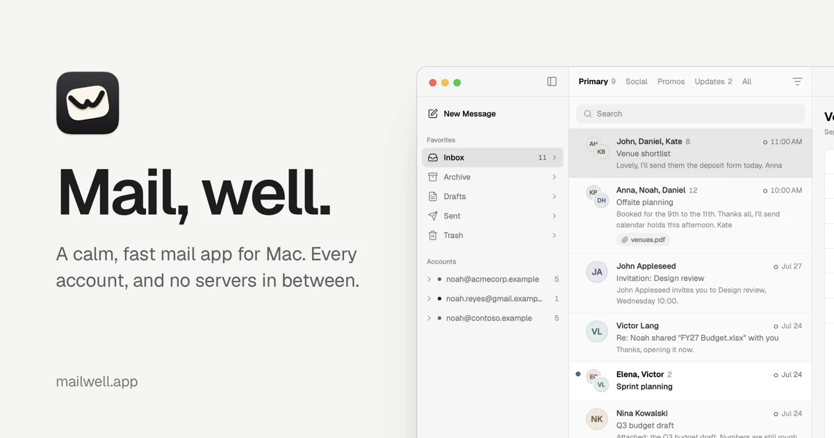 Mailwell · OG images · Dark · Minimal screenshot