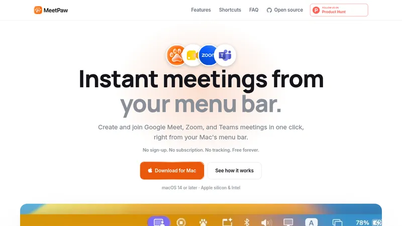 MeetPaw · Landing page · Minimal · Playful screenshot