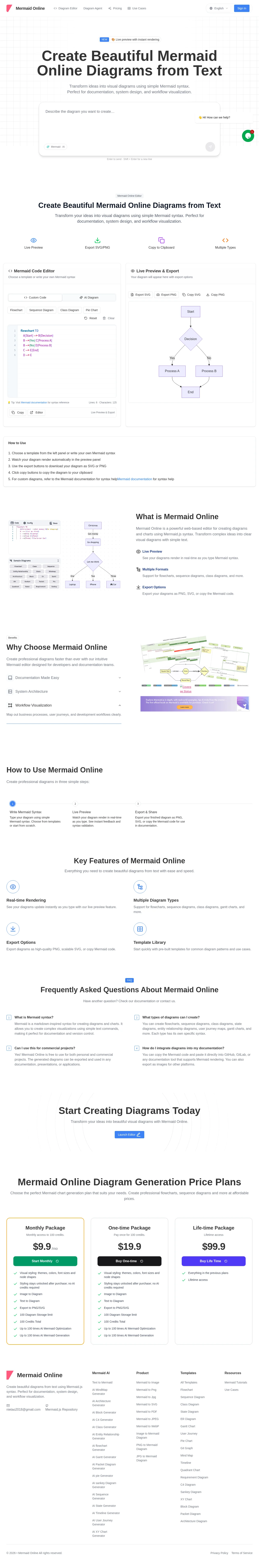 mermaidonline.live · Landing page · Minimal · Corporate · Illustrated screenshot
