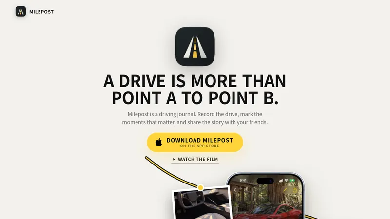 Milepost · Landing page · Playful · Editorial screenshot