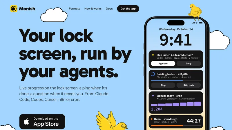 Monish · Landing page · Playful · Illustrated · Minimal screenshot