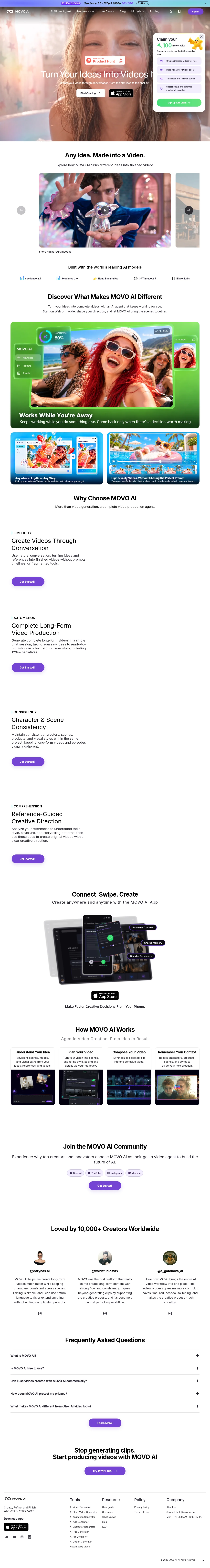 MOVO AI · Landing page · Minimal · Gradient · Playful screenshot