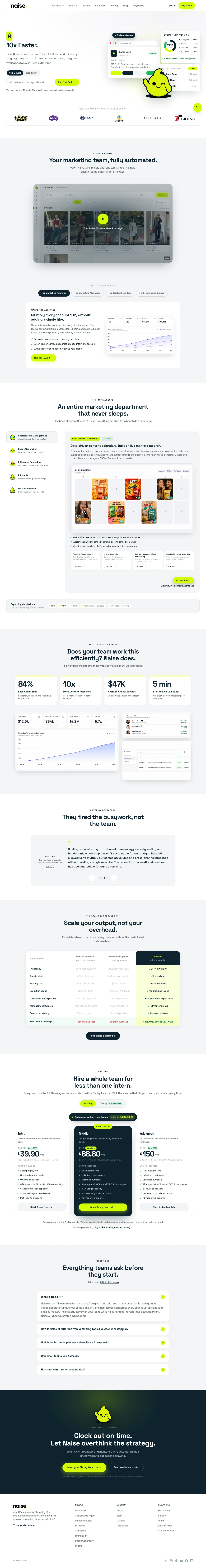 Naise AI · Landing page · Minimal · Corporate · Bento screenshot