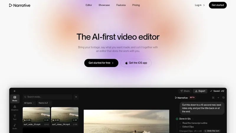 Narrative · Landing page · Minimal · Gradient · Bento screenshot
