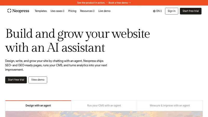 Neopress · Landing page · Editorial · Minimal · Illustrated screenshot