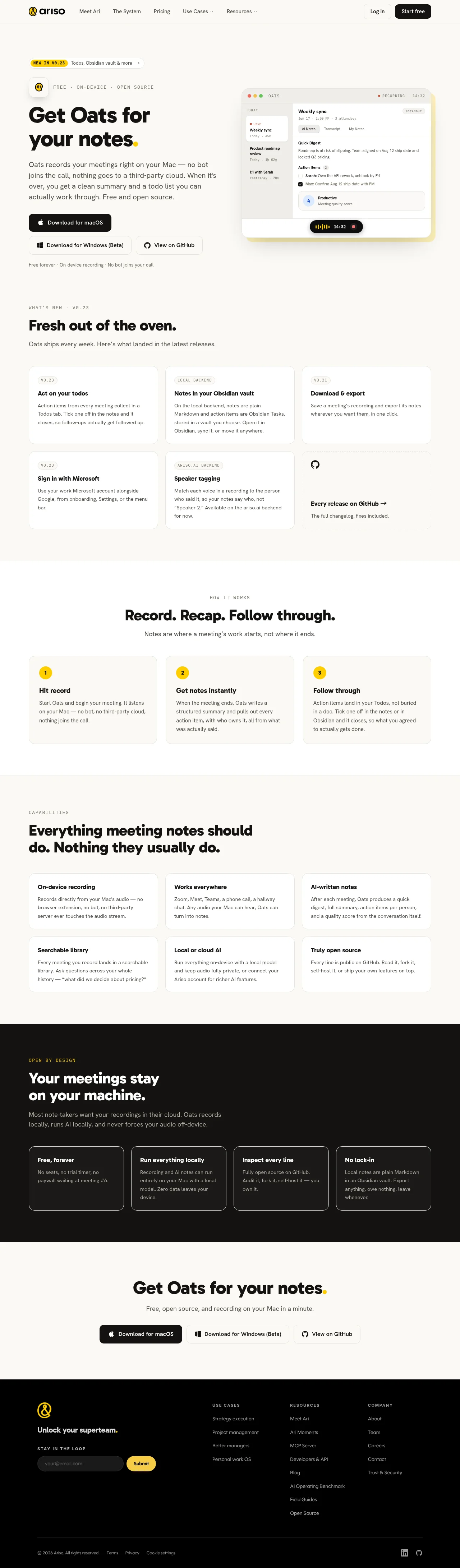 Oats · Landing page · Minimal · Editorial · Playful screenshot