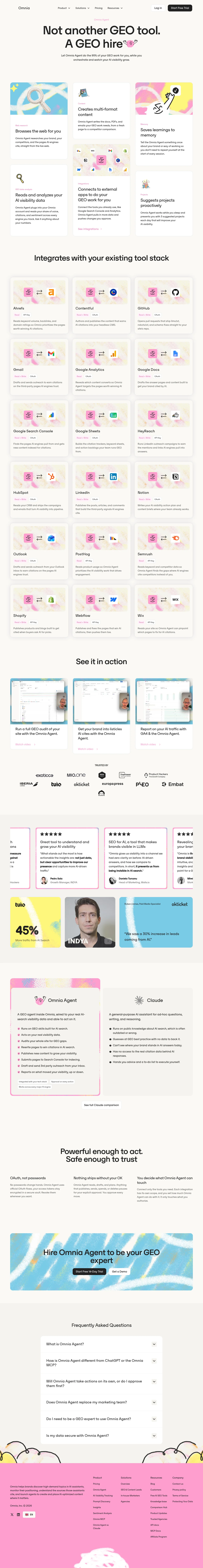 Omnia Agent · Landing page · Playful · Bento · Editorial screenshot