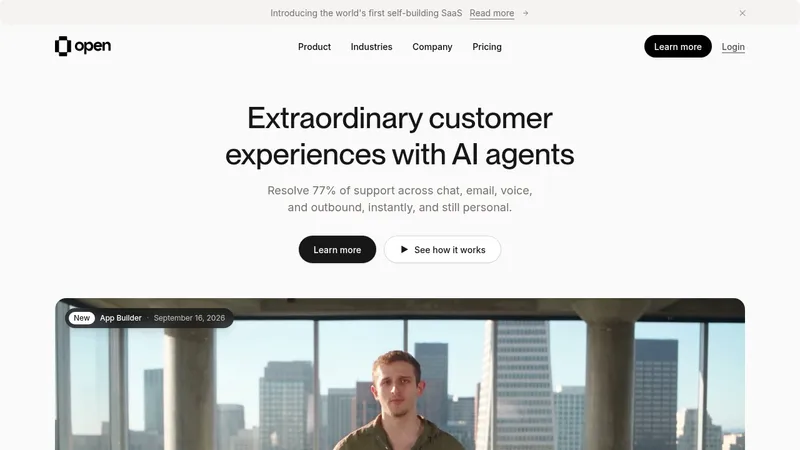 Open For sales · Landing page · Minimal · Corporate · Dark screenshot
