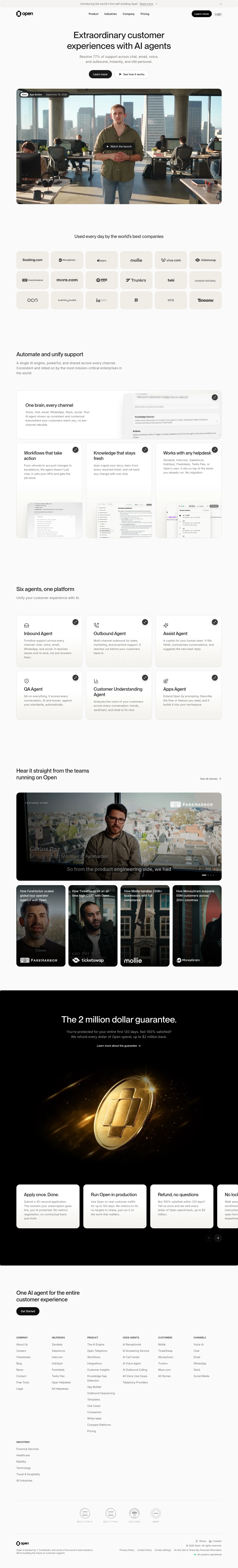 Open For sales · Landing page · Minimal · Corporate · Dark screenshot