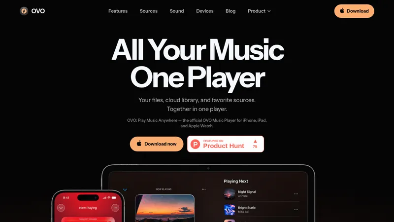 OVO · Landing page · Dark · Editorial · Minimal screenshot