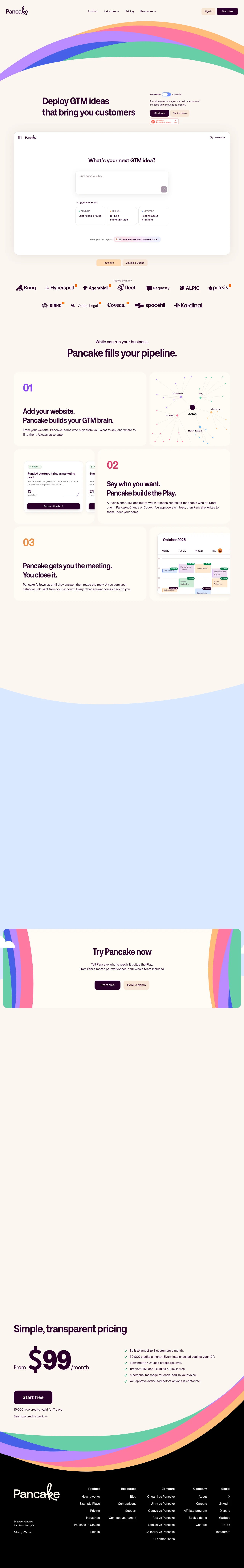 Pancake · Landing page · Playful · Illustrated · Minimal screenshot