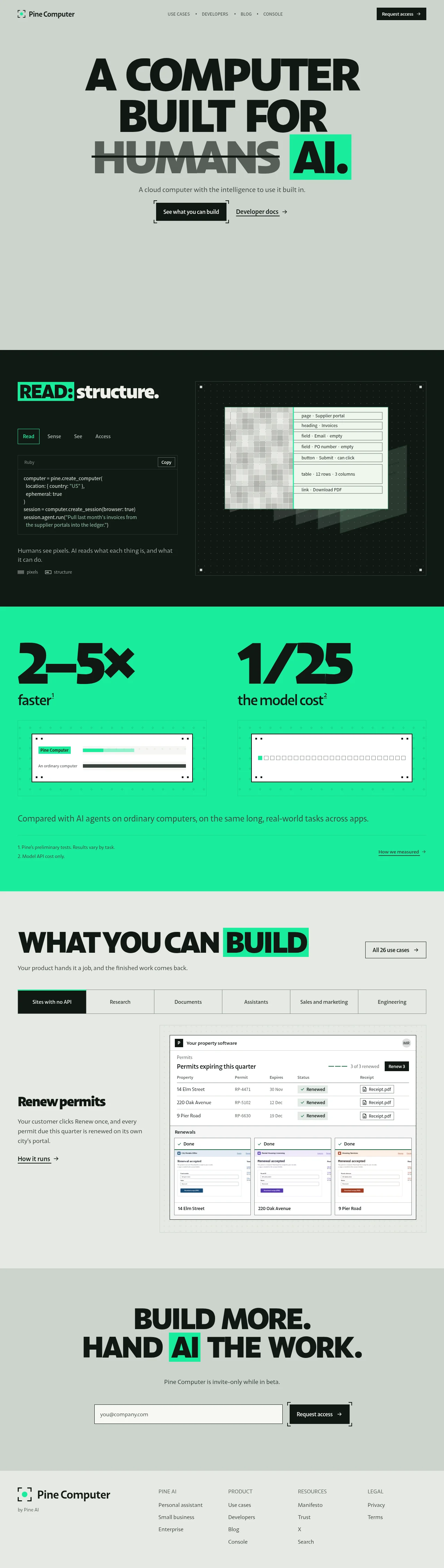 Pine Computer · Landing page · Editorial · Brutalist screenshot