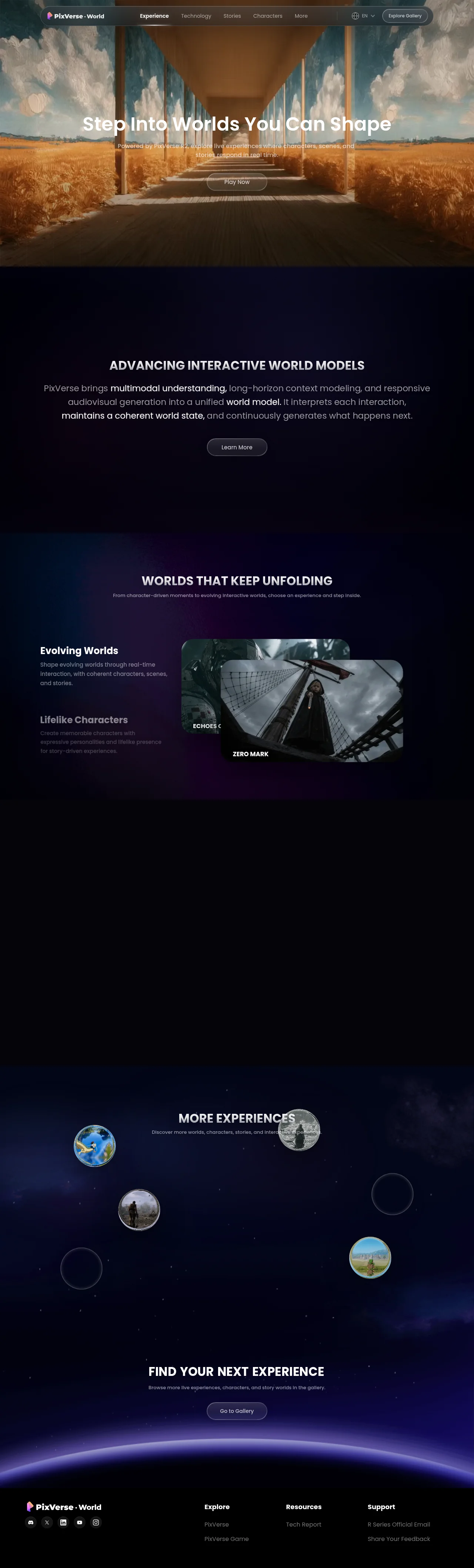 PixVerse R2 · Landing page · Dark · Gradient · Glass screenshot