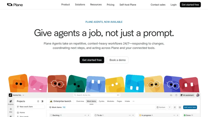 Plane Agents · Landing page · Minimal · Playful · Bento screenshot