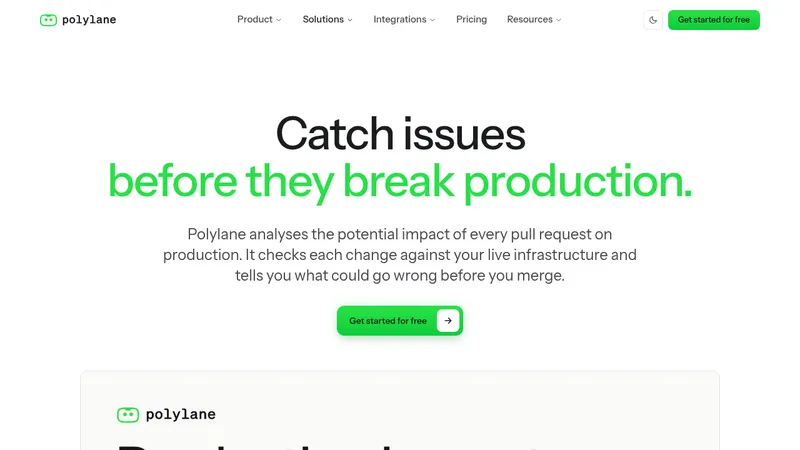 Polylane Impact Analysis · Landing page · Minimal · Bento screenshot