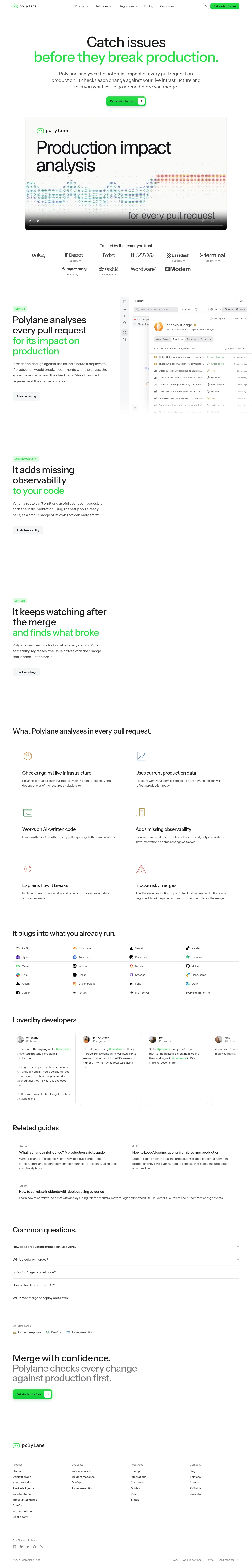 Polylane Impact Analysis · Landing page · Minimal · Bento screenshot