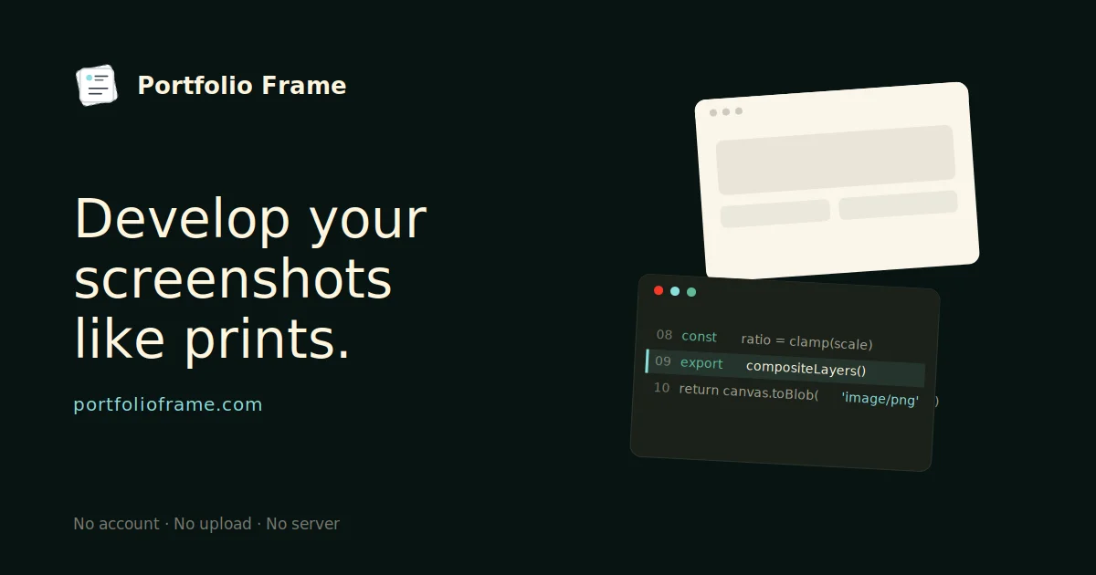 Portfolio Frame · OG images · Dark · Minimal screenshot