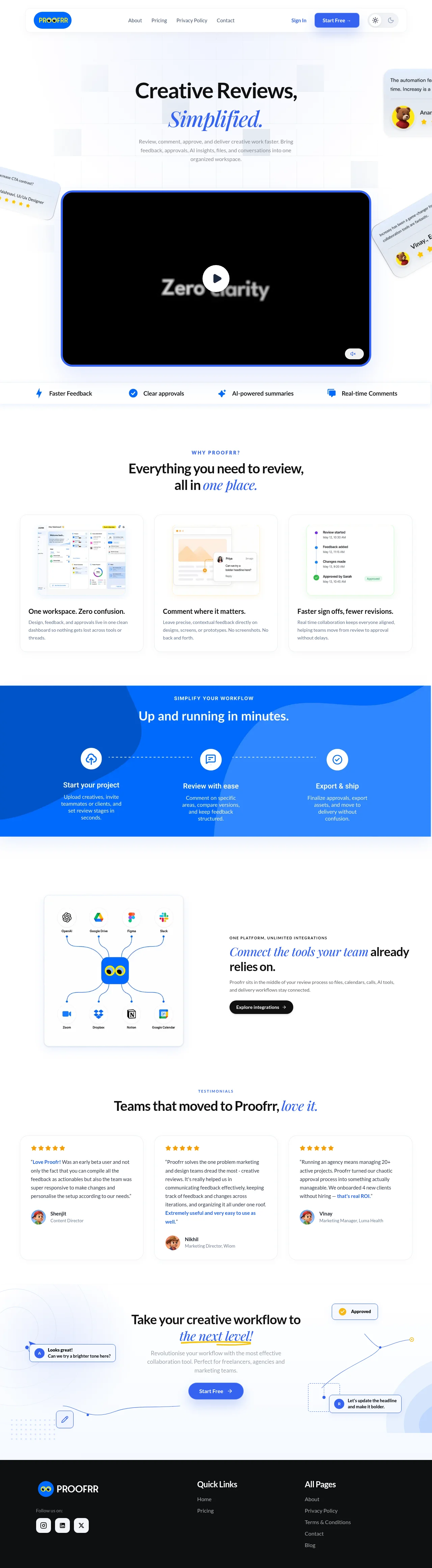 Proofrr · Landing page · Minimal · Gradient · Corporate screenshot