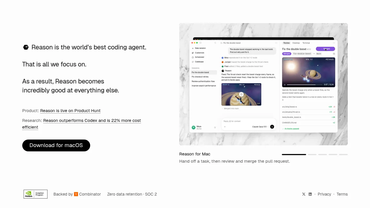 Reason · Landing page · Minimal · Editorial screenshot