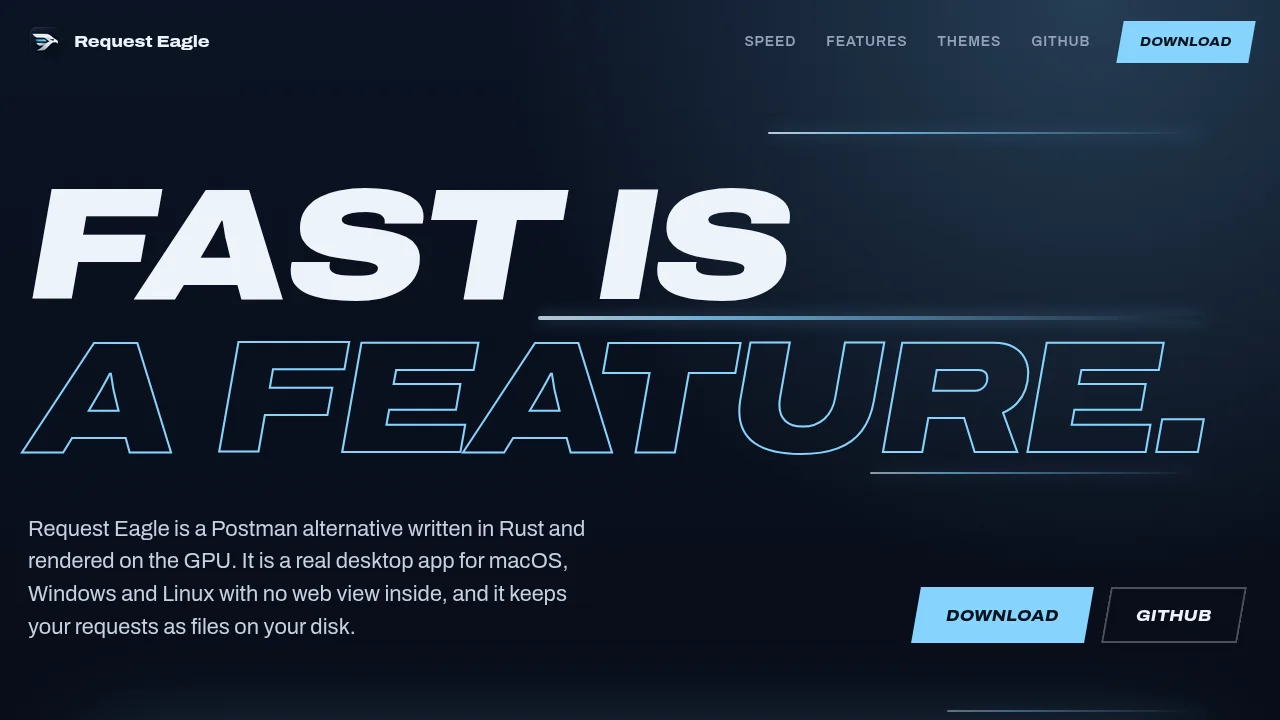 Request Eagle open-source API client landing page by Request Eagle · Kage