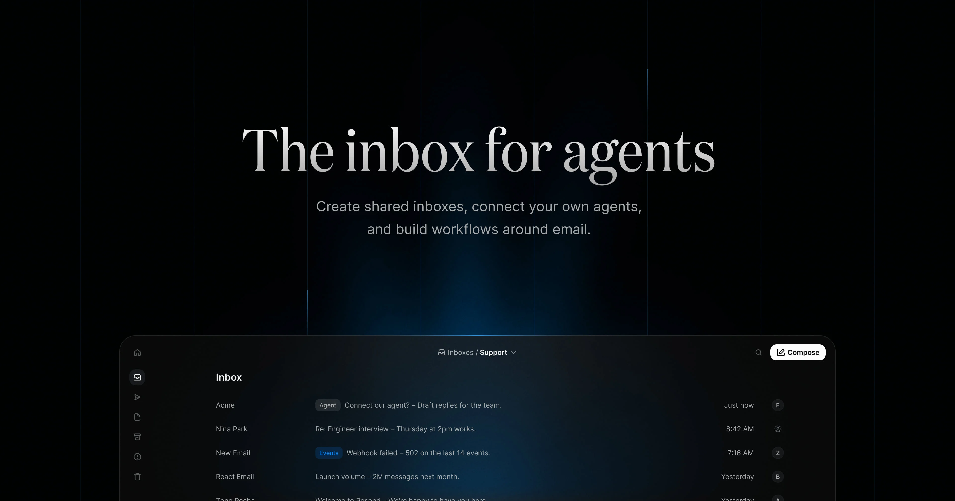 Resend Inboxes · OG images · Minimal · Dark screenshot
