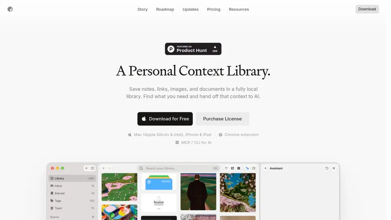 Resurf · Landing page · Minimal · Editorial · Bento screenshot