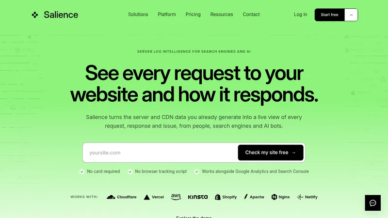 Salience · Landing page · Minimal · Corporate · Dark screenshot