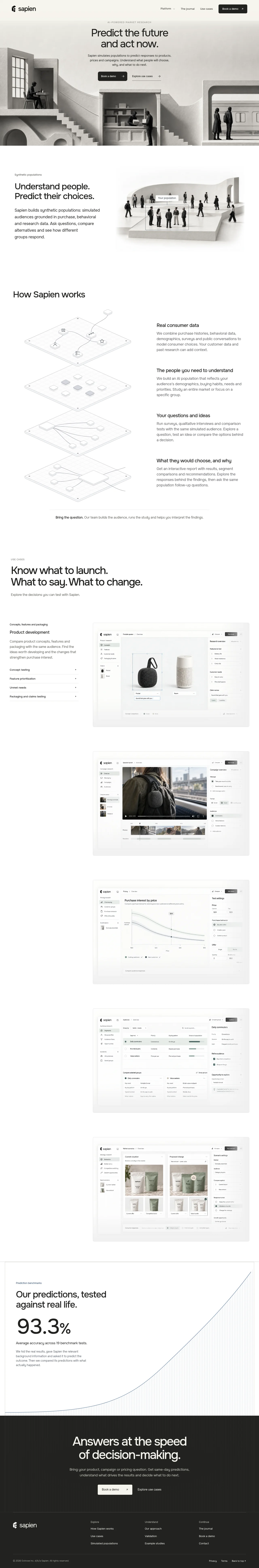 Sapien · Landing page · Editorial · Minimal · Monochrome screenshot