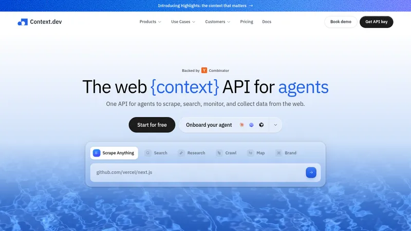 Scrape Anything by Context.dev · Landing page · Minimal · Gradient · Dark screenshot
