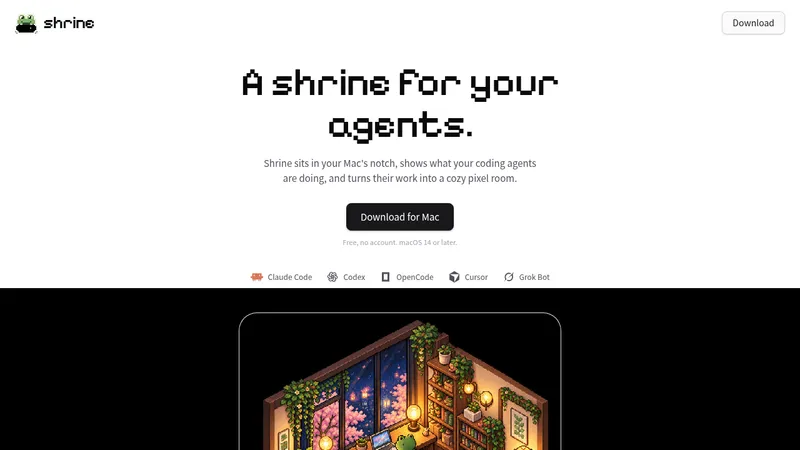 Shrine · Landing page · Playful · Minimal · Dark screenshot