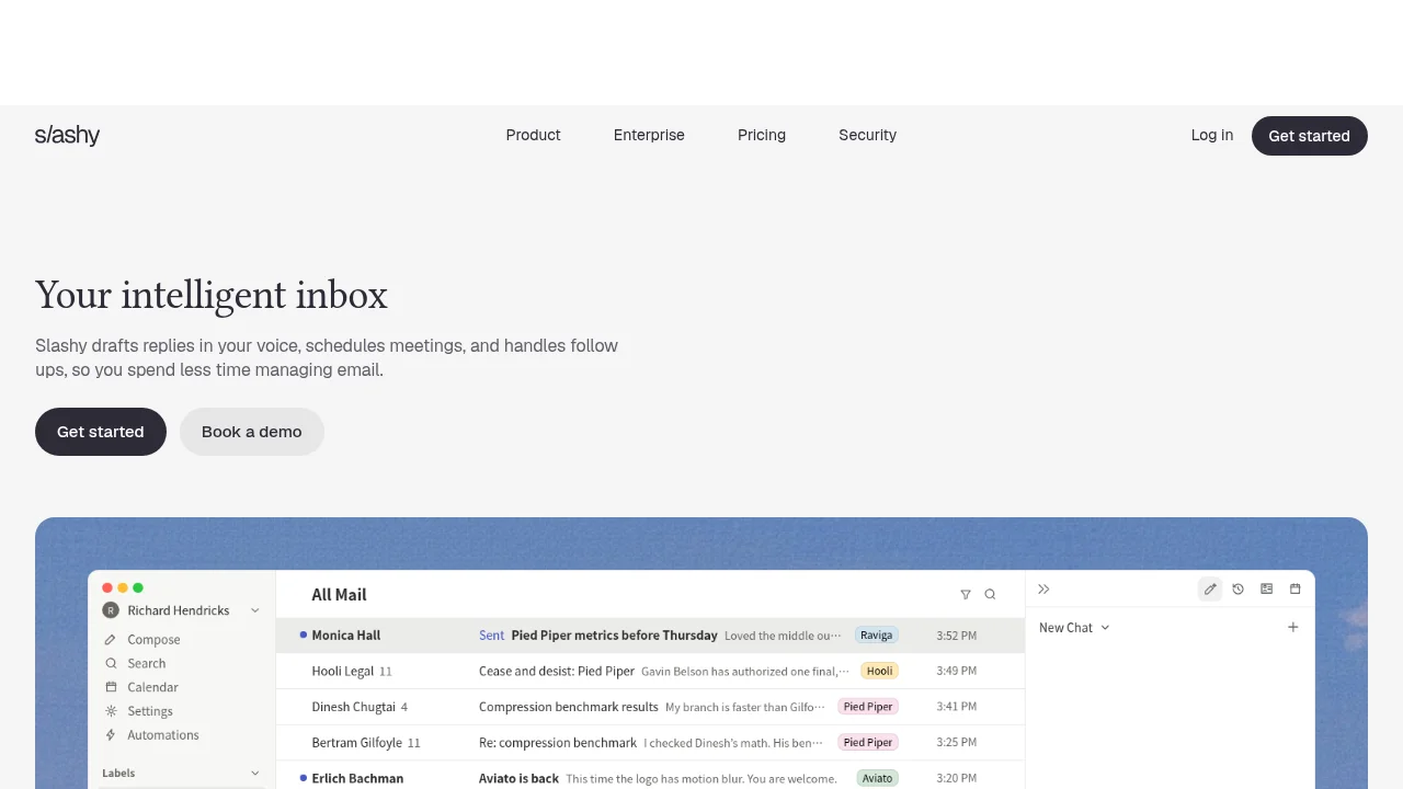 Slashy Assistant · Landing page · Minimal · Editorial screenshot
