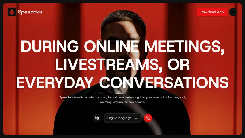 Speechka · Landing page · Dark · Editorial screenshot