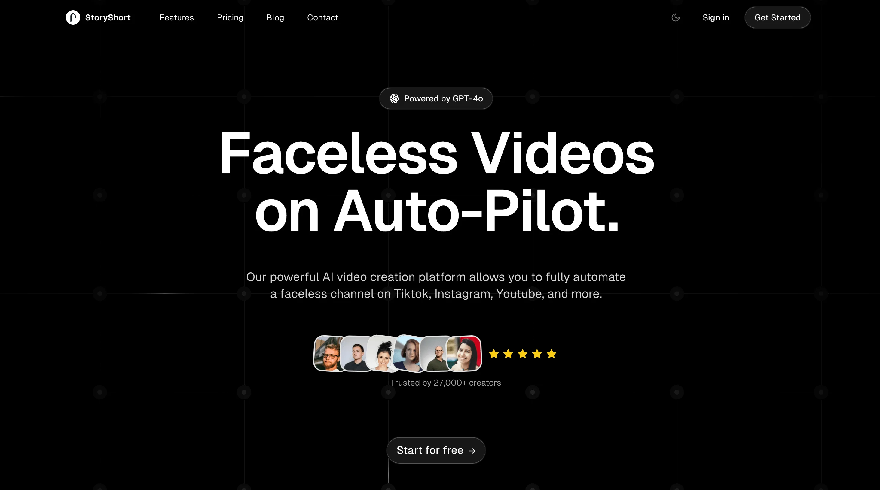 storyshort.ai · OG images · Dark · Minimal screenshot