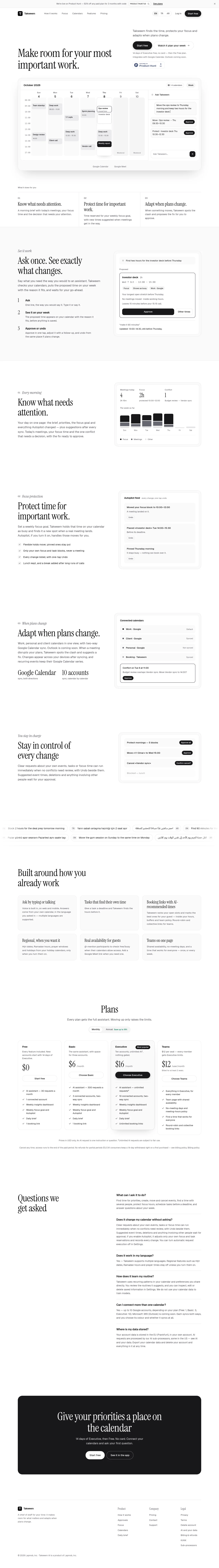 Takweem AI · Landing page · Editorial · Minimal screenshot