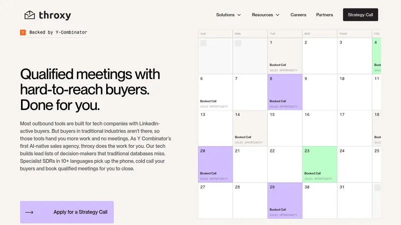 throxy · Landing page · Editorial · Minimal · Dark screenshot